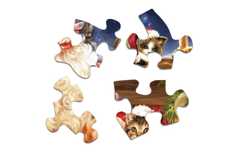 Springbok Christmas Kittens 1000 piece Jigsaw Puzzle for Adults and Kids Features Santa Clause Playing with Adorable Kittens - Image 3